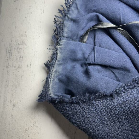 Karl Lagerfeld Paris Womens Fringe Trim Tweed Sheath Dress Sleeveless Blue Sz 10 - Picture 9 of 13